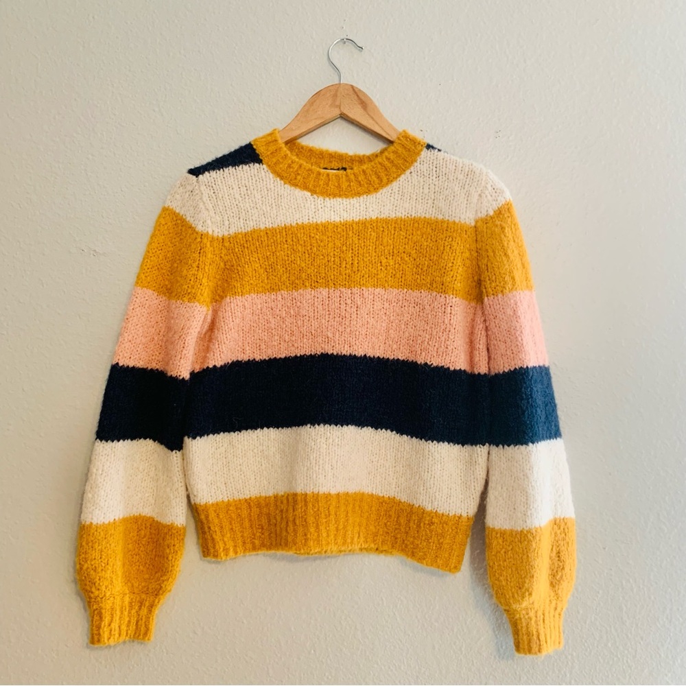 Aritzia Sunday Best Lennie Multicolor Stripes Alpaca & Wool Blend Sweater.